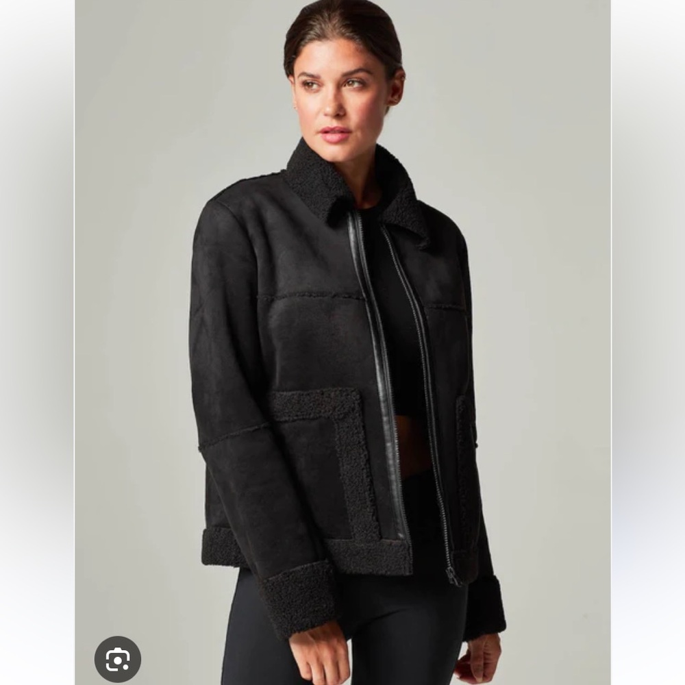 NWOT Blanc Noir Sherpa Moto zip up jacket